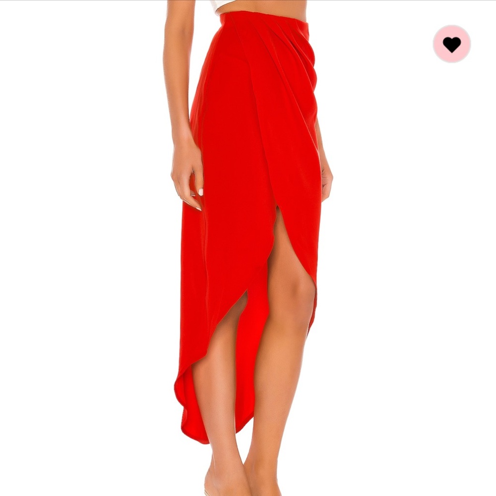 Superdown Revolve Arielle Slit Maxi Midi Skirt Red Small S